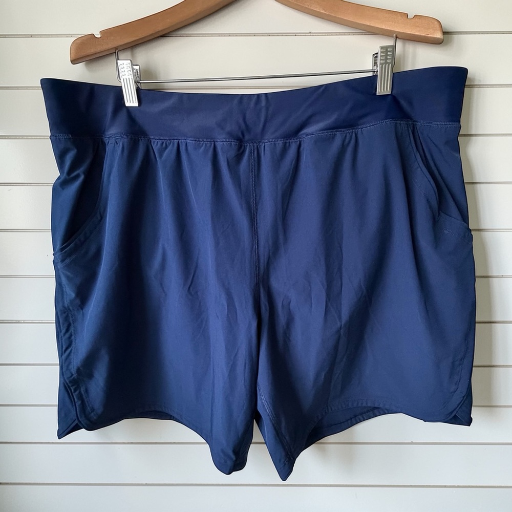 Lands’ End Swim Shorts Women’s 22W Navy Blue Plus Size Elastic Waist Bottoms